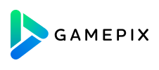 GamePix triangle mark with gradient and wordmark